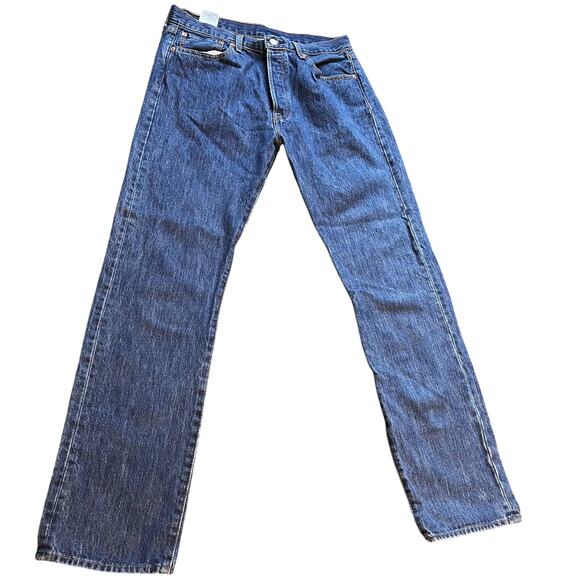 Levis 501 Jeans Mens 34x34 Blue Straight Leg Button Fly Retro Red Tag Workwear - Picture 2 of 10